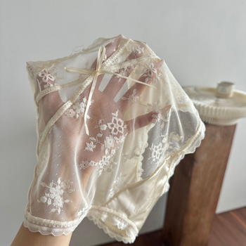 Ταϊλανδέζικο σέξι μπαρ ~ Γαλλικό καθαρό διαφανές κοριτσάκι με φιόγκο στη μέση και δαντέλα, μεταξωτό βαμβακερό εσώρουχο