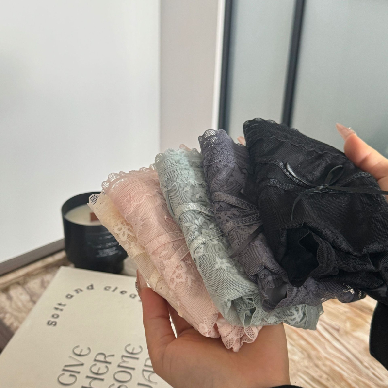 Ταϊλανδέζικο σέξι μπαρ ~ Γαλλικό καθαρό διαφανές κοριτσάκι με φιόγκο στη μέση και δαντέλα, μεταξωτό βαμβακερό εσώρουχο