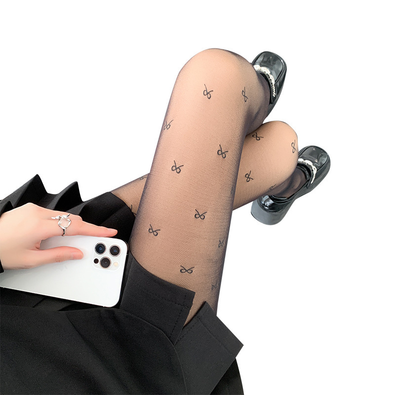 80g tiskane ljubavne najlonke za žene za proljeće i jesen, tanke, umjetne mesne, lagane, s artefaktom nogu, valovite, s mašnom, podloge od kože