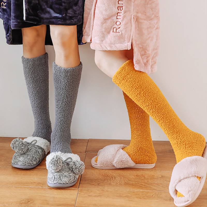 Paaride korallfliisist sokid, naiste sääremarja sokid, magamis- ja kodupõranda sokid, meeste talvised fliisvoodriga, paksendatud, soojad keskmise pikkusega sokid.