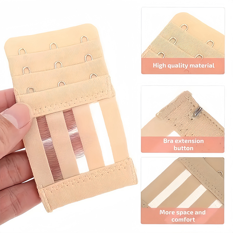 4 vnt. tarpvalstybinio mikropluošto elastingo trijų eilių trijų sagčių liemenėlės prailginimo sagtis, perlamutrinė maišelio tiekimo apatinių sagtis