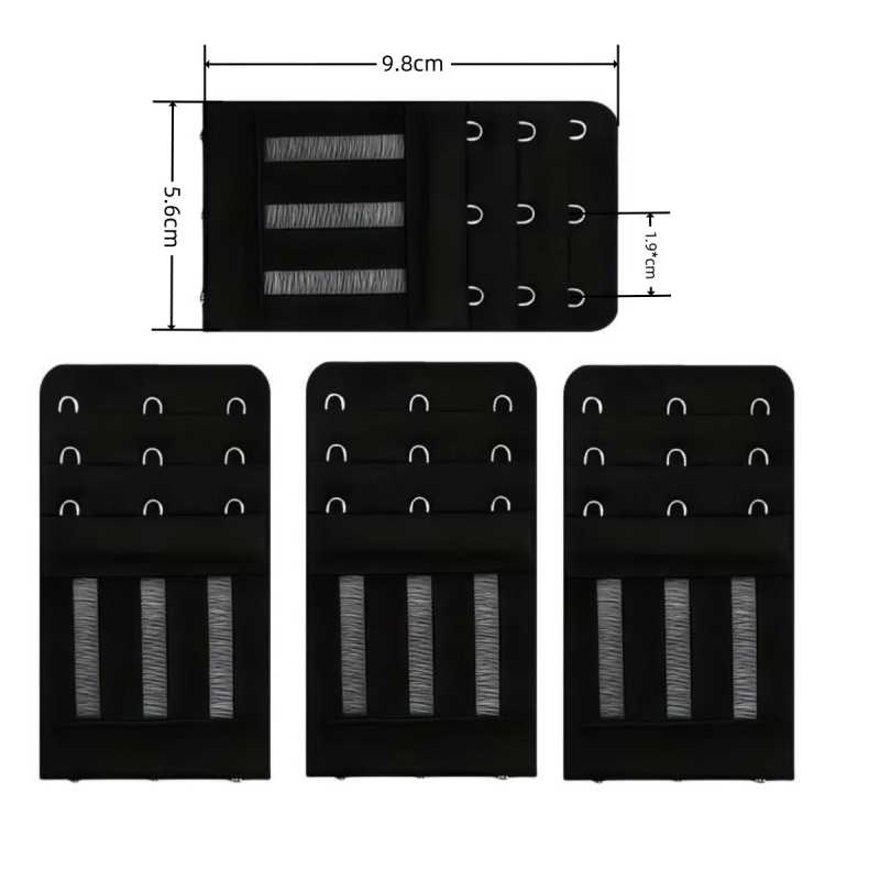 4 vnt. tarpvalstybinio mikropluošto elastingo trijų eilių trijų sagčių liemenėlės prailginimo sagtis, perlamutrinė maišelio tiekimo apatinių sagtis