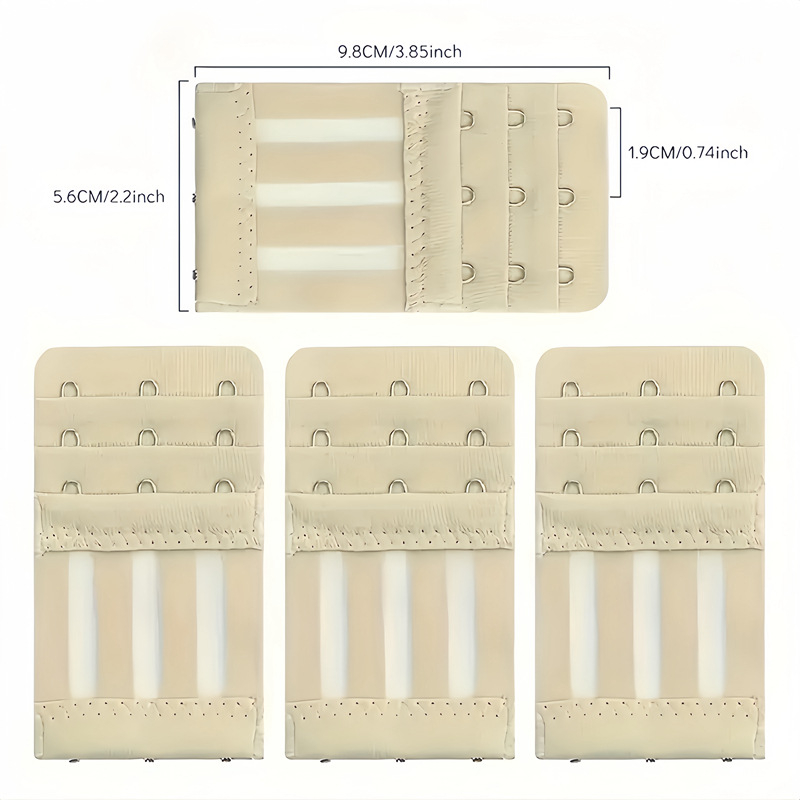 4 vnt. tarpvalstybinio mikropluošto elastingo trijų eilių trijų sagčių liemenėlės prailginimo sagtis, perlamutrinė maišelio tiekimo apatinių sagtis