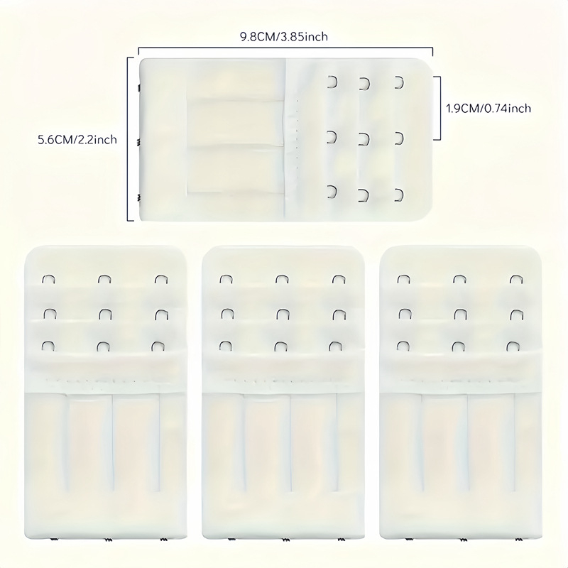 4 vnt. tarpvalstybinio mikropluošto elastingo trijų eilių trijų sagčių liemenėlės prailginimo sagtis, perlamutrinė maišelio tiekimo apatinių sagtis