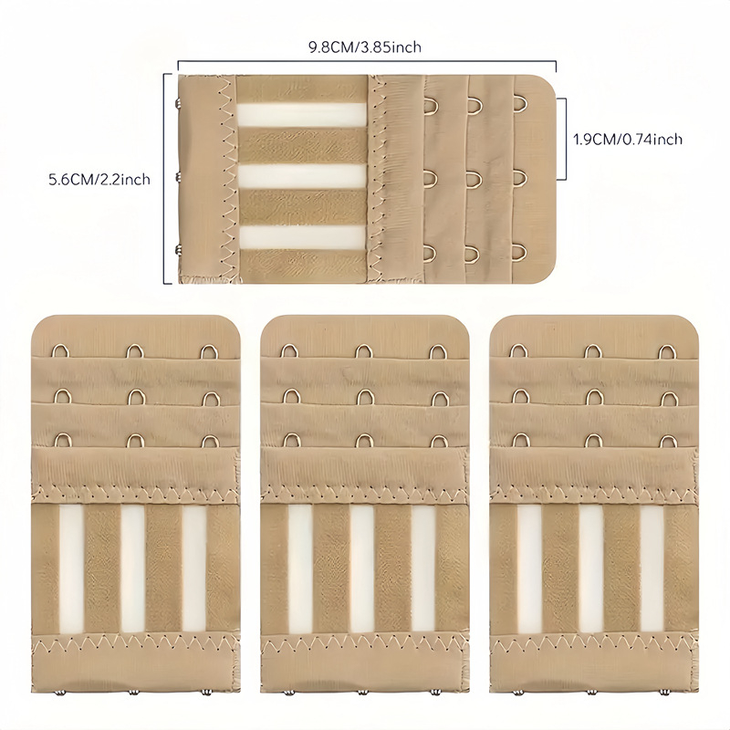 4 vnt. tarpvalstybinio mikropluošto elastingo trijų eilių trijų sagčių liemenėlės prailginimo sagtis, perlamutrinė maišelio tiekimo apatinių sagtis