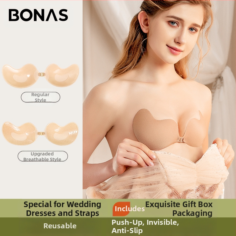 Bona Nessi mango rinnakleebis väikese rinnaga, suure õlapaelusega pulmakleidi nähtamatu rinnahoidja lameda rinnakorviga ülemise rinnahoidja õhukese rinnakleebisega