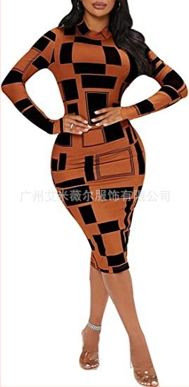 Rochie midi cu imprimeu floral, strâmtă, cu guler rotund, pentru femei, din Europa și America, 2022, Amazon AliExpress