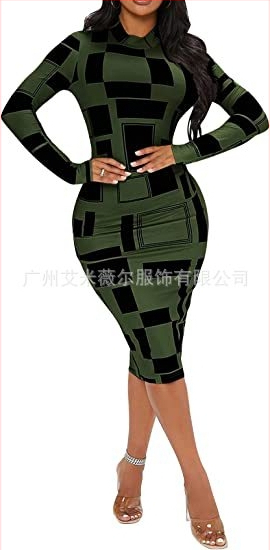 Rochie midi cu imprimeu floral, strâmtă, cu guler rotund, pentru femei, din Europa și America, 2022, Amazon AliExpress