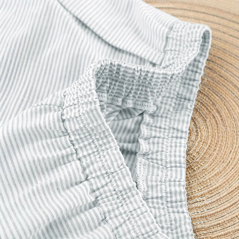 Nove europske i američke ležerne pidžame iz 2025., kućna odjeća, ženska odijela, jednostavne kontrastne pruge, tanki okrugli izrez, široke i udobne