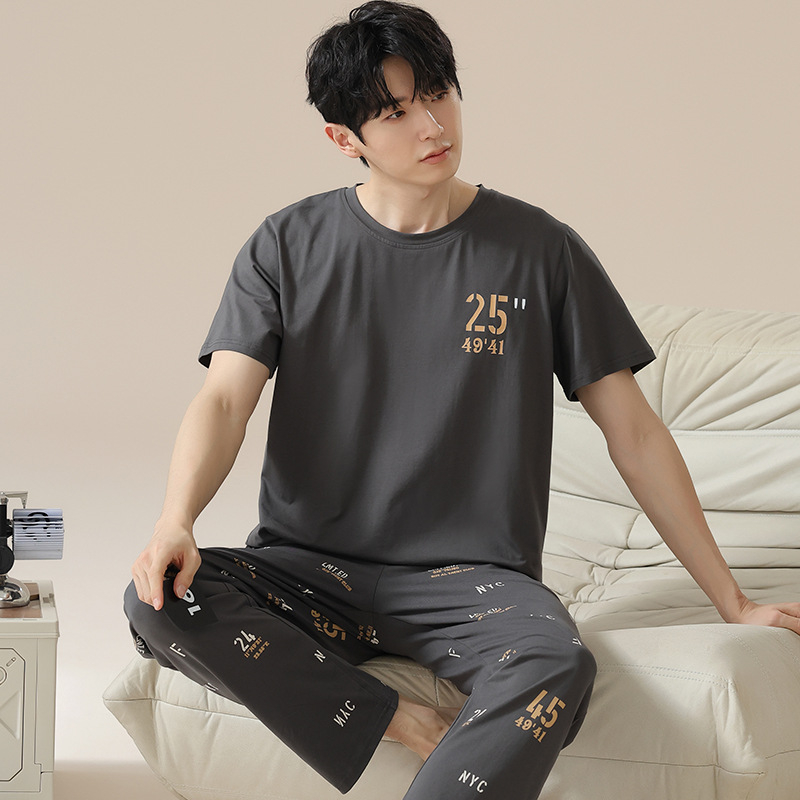 2024. aasta suvine uus kvaliteetne kangas puhas puuvillane pidžaamakomplekt meeste koduriiete lühikeste varrukatega püksid vabaajariietus