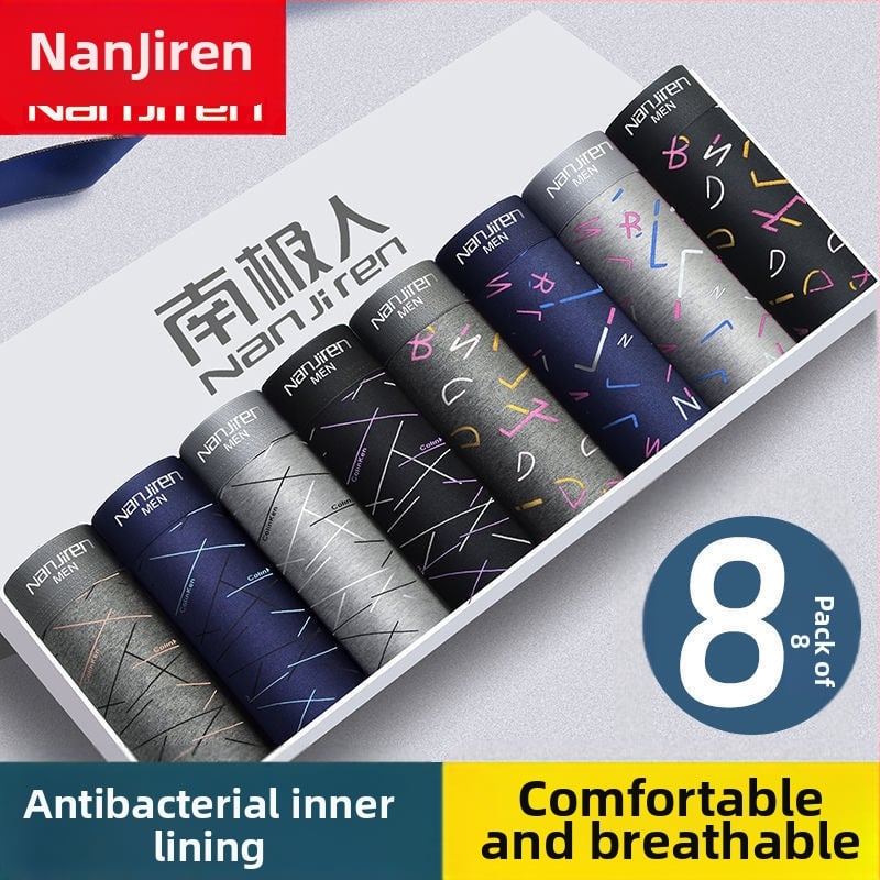 8 Lenjerie intimă pentru bărbați Boxer pentru bărbați, boxer sport pentru tineri, respirabil, talie medie, pantaloni scurți