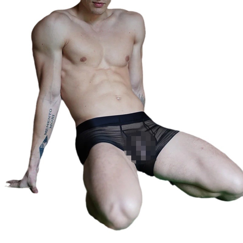 Sukratykite tas pačias ADANNU naujas vyriškas permatomas ledo šilko sportines prailgintas itin plonas seksualias boksininkų kelnaites AD781