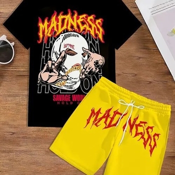 AliExpress 2025 uus vabaaja lahtise moe trend lühikeste varrukatega ümara kaelusega T-särk lühikesed püksid ülikond ME5 MA04