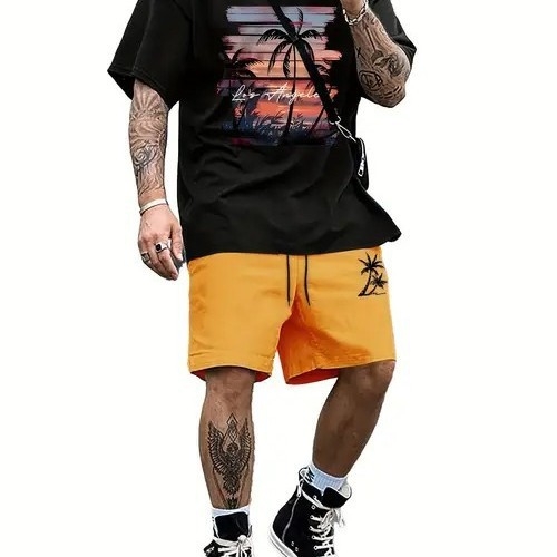 AliExpress 2025 uus vabaaja lahtise moe trend lühikeste varrukatega ümara kaelusega T-särk lühikesed püksid ülikond ME5 MA04