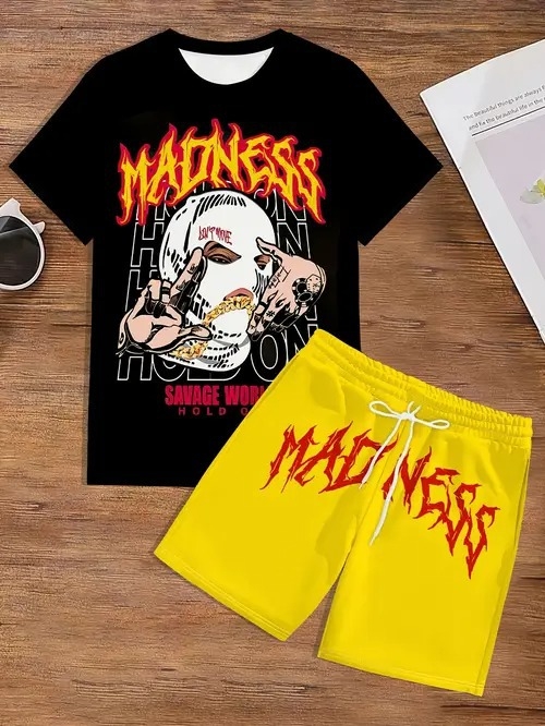 AliExpress 2025 uus vabaaja lahtise moe trend lühikeste varrukatega ümara kaelusega T-särk lühikesed püksid ülikond ME5 MA04