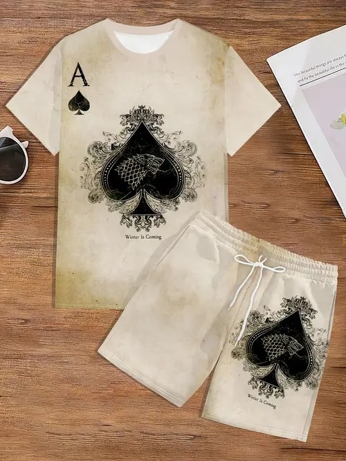 AliExpress 2025 uus vabaaja lahtise moe trend lühikeste varrukatega ümara kaelusega T-särk lühikesed püksid ülikond ME5 MA04