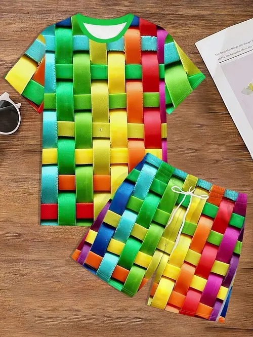 AliExpress 2025 uus vabaaja lahtise moe trend lühikeste varrukatega ümara kaelusega T-särk lühikesed püksid ülikond ME5 MA04