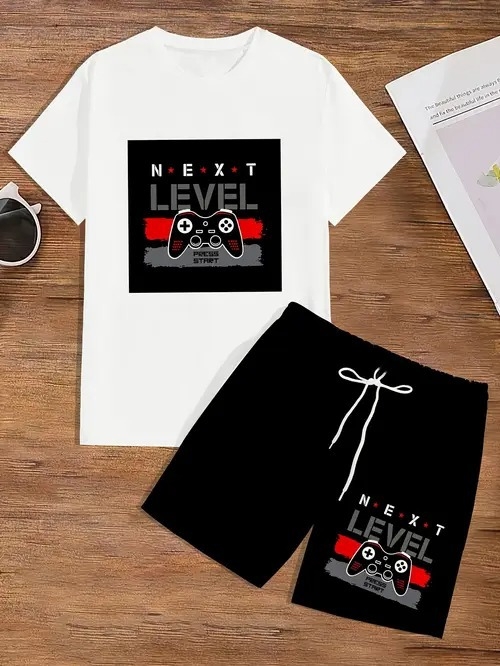 AliExpress 2025 uus vabaaja lahtise moe trend lühikeste varrukatega ümara kaelusega T-särk lühikesed püksid ülikond ME5 MA04