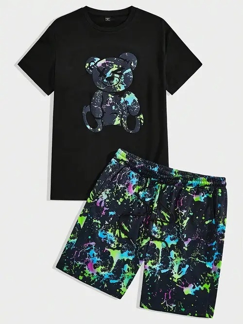 AliExpress 2025 uus vabaaja lahtise moe trend lühikeste varrukatega ümara kaelusega T-särk lühikesed püksid ülikond ME5 MA04