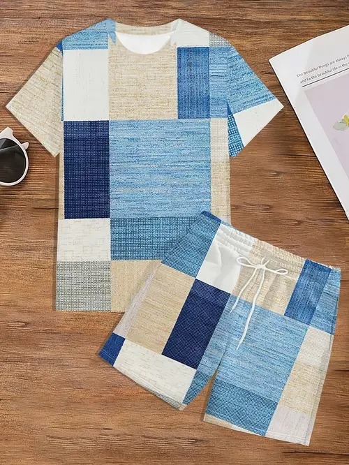 AliExpress 2025 uus vabaaja lahtise moe trend lühikeste varrukatega ümara kaelusega T-särk lühikesed püksid ülikond ME5 MA04