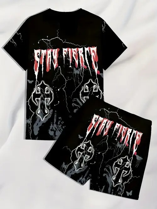 AliExpress 2025 uus vabaaja lahtise moe trend lühikeste varrukatega ümara kaelusega T-särk lühikesed püksid ülikond ME5 MA04