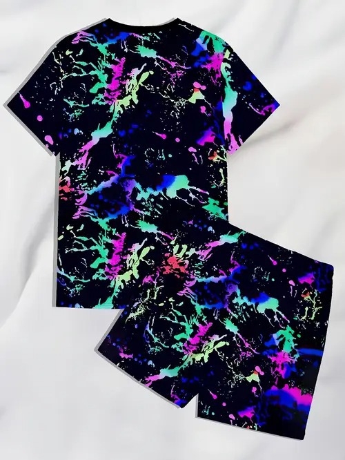 AliExpress 2025 uus vabaaja lahtise moe trend lühikeste varrukatega ümara kaelusega T-särk lühikesed püksid ülikond ME5 MA04