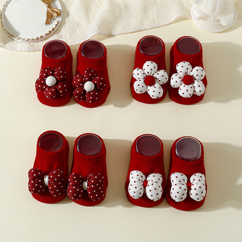 Uusaasta jõulud lilleline lips üheaastaste sokid paadiga sokid punased beebisokid plahvatusohtliku õppimisega libisemiskindlad põrandasokid