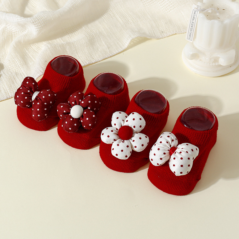 Șosete de Crăciun cu flori de Anul Nou, șosete pentru copii de un an, șosete roșii cu model barcă, șosete antiderapante pentru podea, învățare explozivă