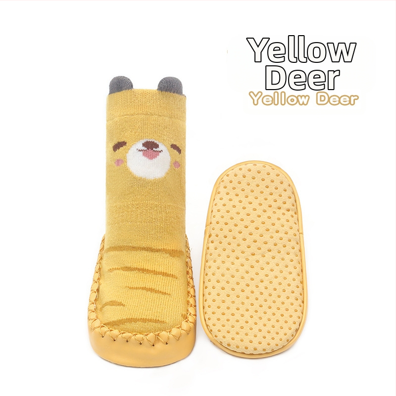 Korea stiilis libisemiskindlad beebikingad, sokid, kingad, imikud ja väikelapsed, liimiga põrandasokid, stereokoomiksiga nahast tallaga sokid