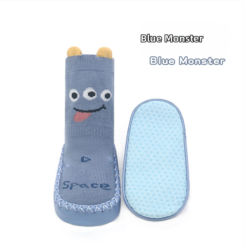 Korea stiilis libisemiskindlad beebikingad, sokid, kingad, imikud ja väikelapsed, liimiga põrandasokid, stereokoomiksiga nahast tallaga sokid