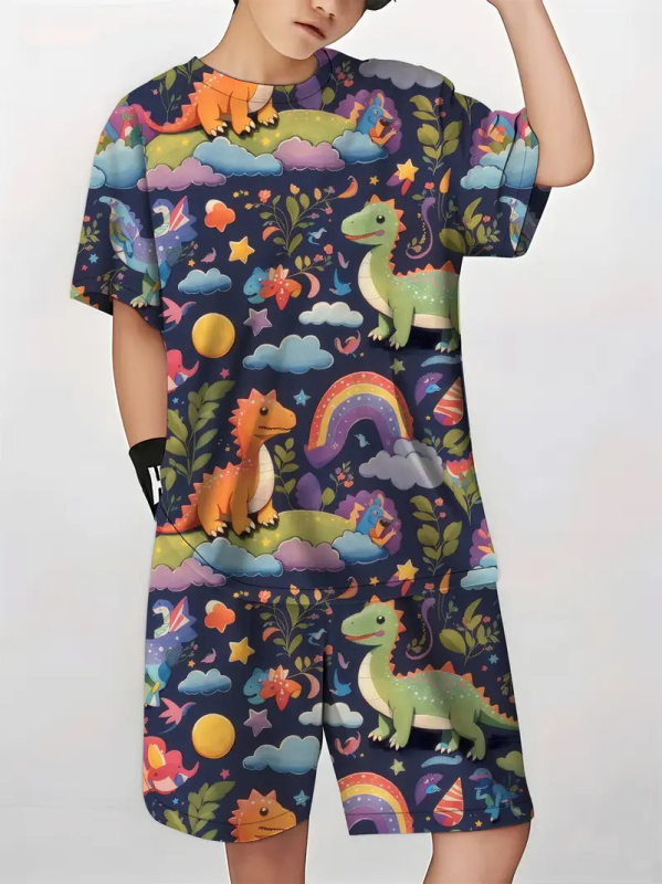 Dječja odjeća mali dinosaur nova klasična dječja majica kratkih rukava kratke hlače odijelo dječje RA01 RD02