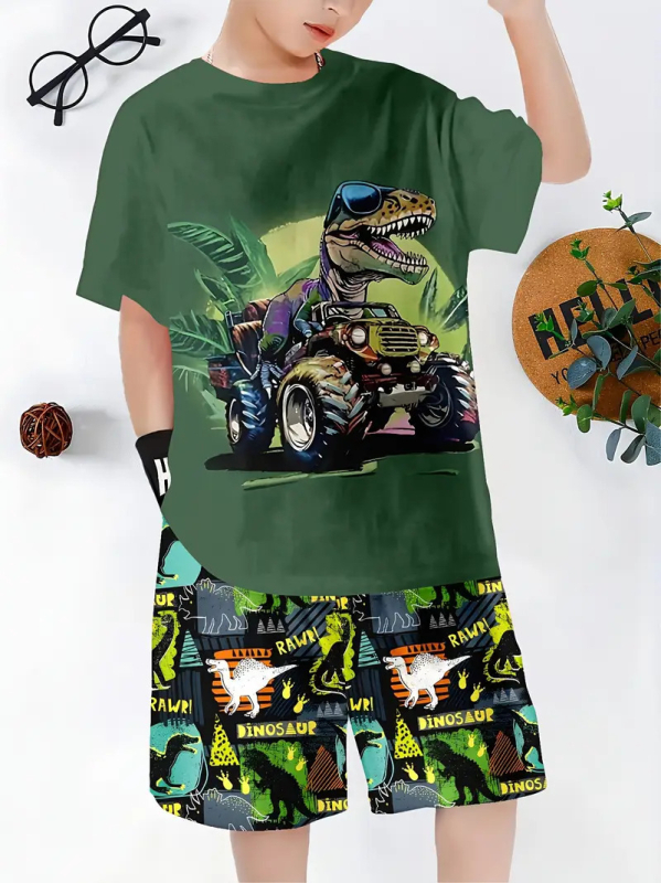 Dječja odjeća mali dinosaur nova klasična dječja majica kratkih rukava kratke hlače odijelo dječje RA01 RD02