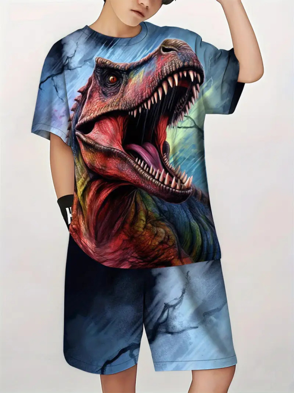 Dječja odjeća mali dinosaur nova klasična dječja majica kratkih rukava kratke hlače odijelo dječje RA01 RD02