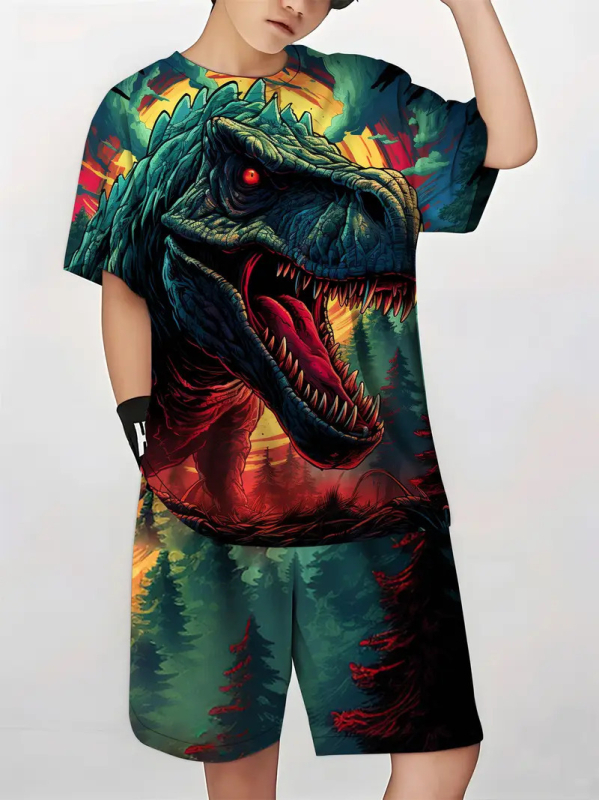 Dječja odjeća mali dinosaur nova klasična dječja majica kratkih rukava kratke hlače odijelo dječje RA01 RD02