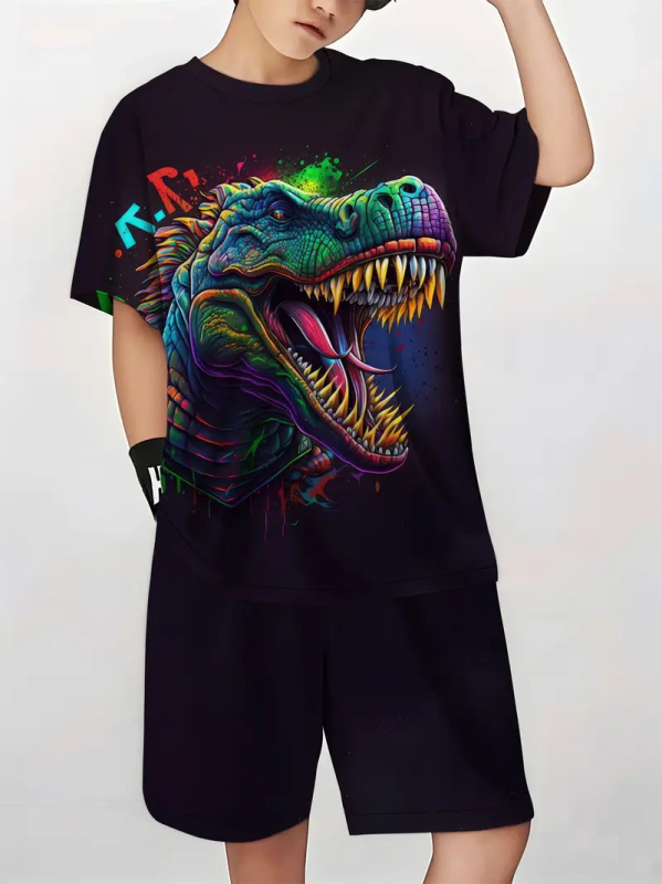 Dječja odjeća mali dinosaur nova klasična dječja majica kratkih rukava kratke hlače odijelo dječje RA01 RD02