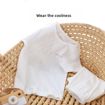 Παιδικό εσώρουχο καλοκαιρινό, κλιματισμός, ρούχα για το σπίτι, καθαρές βαμβακερές ζακάρ λεπτές πιτζάμες, ανδρικό και γυναικείο κοστούμι, μονοκόμματο, παράδοση