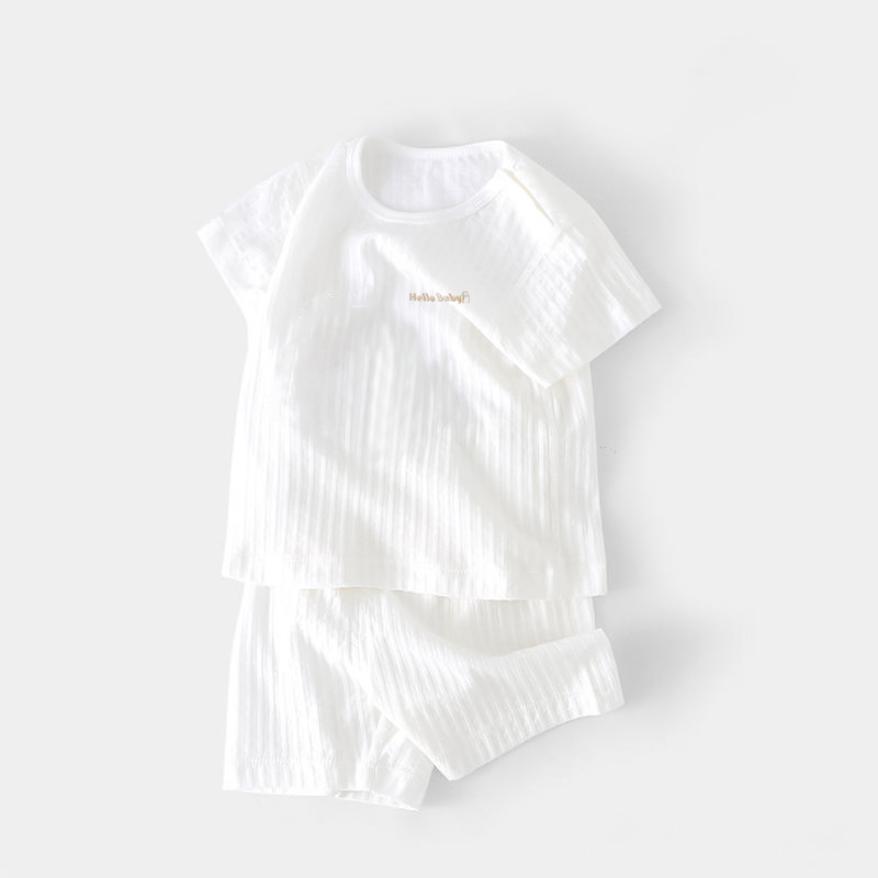 Costum de lenjerie intimă pentru copii, haine de vară cu aer condiționat, haine de casă, pijamale subțiri din jacquard din bumbac pur, costum pentru bărbați și femei, livrare dintr-o singură piesă