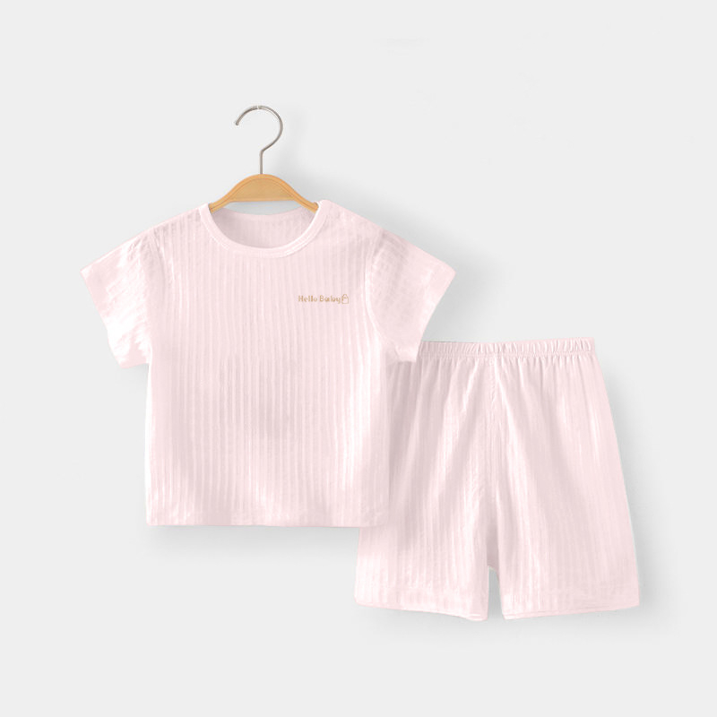 Costum de lenjerie intimă pentru copii, haine de vară cu aer condiționat, haine de casă, pijamale subțiri din jacquard din bumbac pur, costum pentru bărbați și femei, livrare dintr-o singură piesă