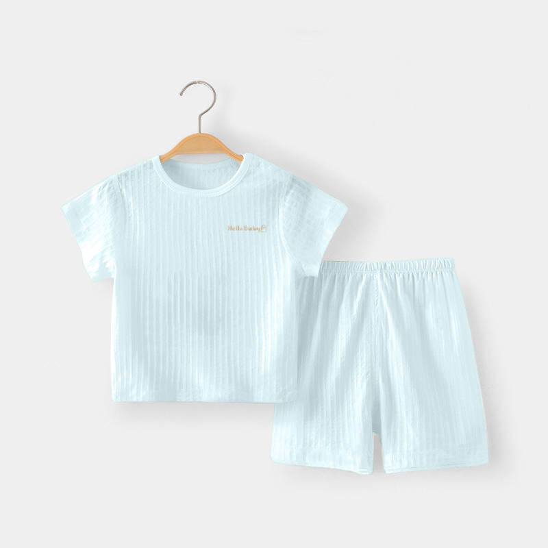 Costum de lenjerie intimă pentru copii, haine de vară cu aer condiționat, haine de casă, pijamale subțiri din jacquard din bumbac pur, costum pentru bărbați și femei, livrare dintr-o singură piesă