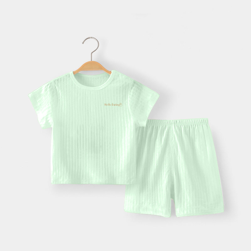 Costum de lenjerie intimă pentru copii, haine de vară cu aer condiționat, haine de casă, pijamale subțiri din jacquard din bumbac pur, costum pentru bărbați și femei, livrare dintr-o singură piesă