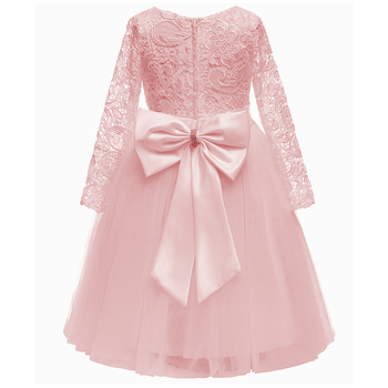 Νυφικό Φόρεμα με Λουλούδια για Κορίτσια από την Amazon, σε Γραμμή Α, Παιδικό, Δαντελένιο, Μακρυμάνικο, Στολή Παράστασης για Κορίτσια με Πριγκίπισσα