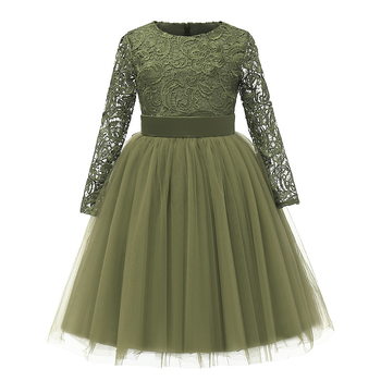 Νυφικό Φόρεμα με Λουλούδια για Κορίτσια από την Amazon, σε Γραμμή Α, Παιδικό, Δαντελένιο, Μακρυμάνικο, Στολή Παράστασης για Κορίτσια με Πριγκίπισσα