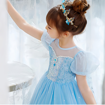 Nova dolazak Haljina princeze Aishe Ljetna nova dolazak Elegantna haljina s puf velom Haljina za rođendan djevojčice Haljina za Dan djeteta