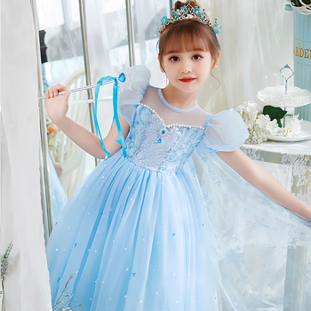 Nova dolazak Haljina princeze Aishe Ljetna nova dolazak Elegantna haljina s puf velom Haljina za rođendan djevojčice Haljina za Dan djeteta