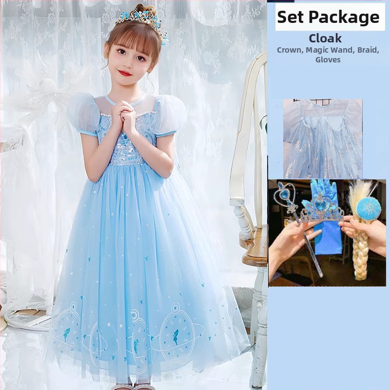 Nova dolazak Haljina princeze Aishe Ljetna nova dolazak Elegantna haljina s puf velom Haljina za rođendan djevojčice Haljina za Dan djeteta