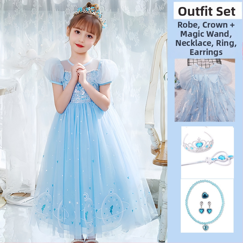 Nova dolazak Haljina princeze Aishe Ljetna nova dolazak Elegantna haljina s puf velom Haljina za rođendan djevojčice Haljina za Dan djeteta