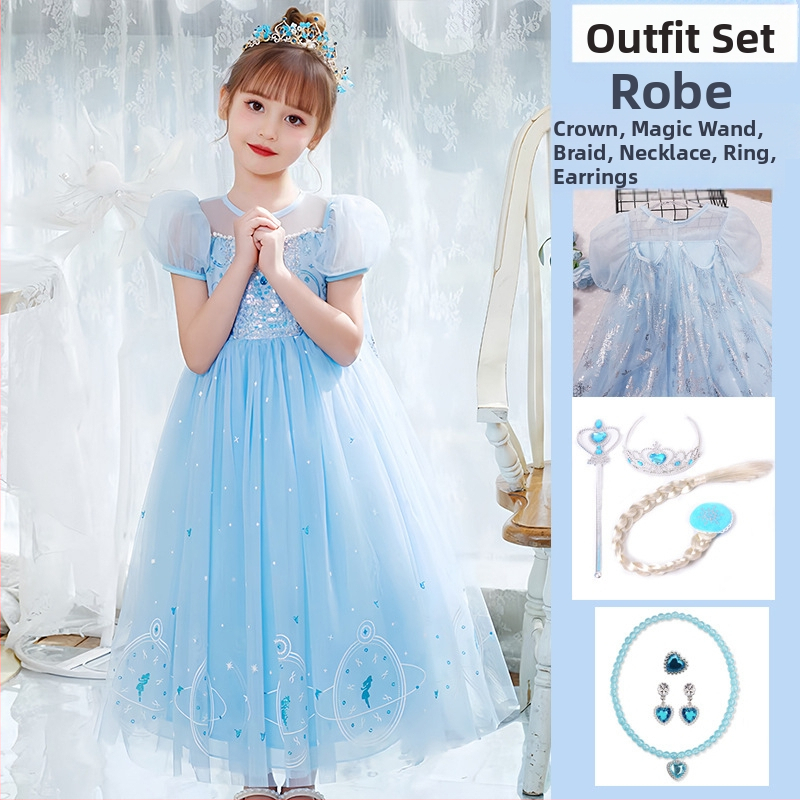 Nova dolazak Haljina princeze Aishe Ljetna nova dolazak Elegantna haljina s puf velom Haljina za rođendan djevojčice Haljina za Dan djeteta