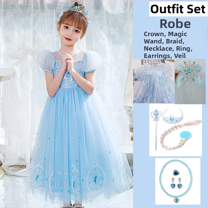 Nova dolazak Haljina princeze Aishe Ljetna nova dolazak Elegantna haljina s puf velom Haljina za rođendan djevojčice Haljina za Dan djeteta