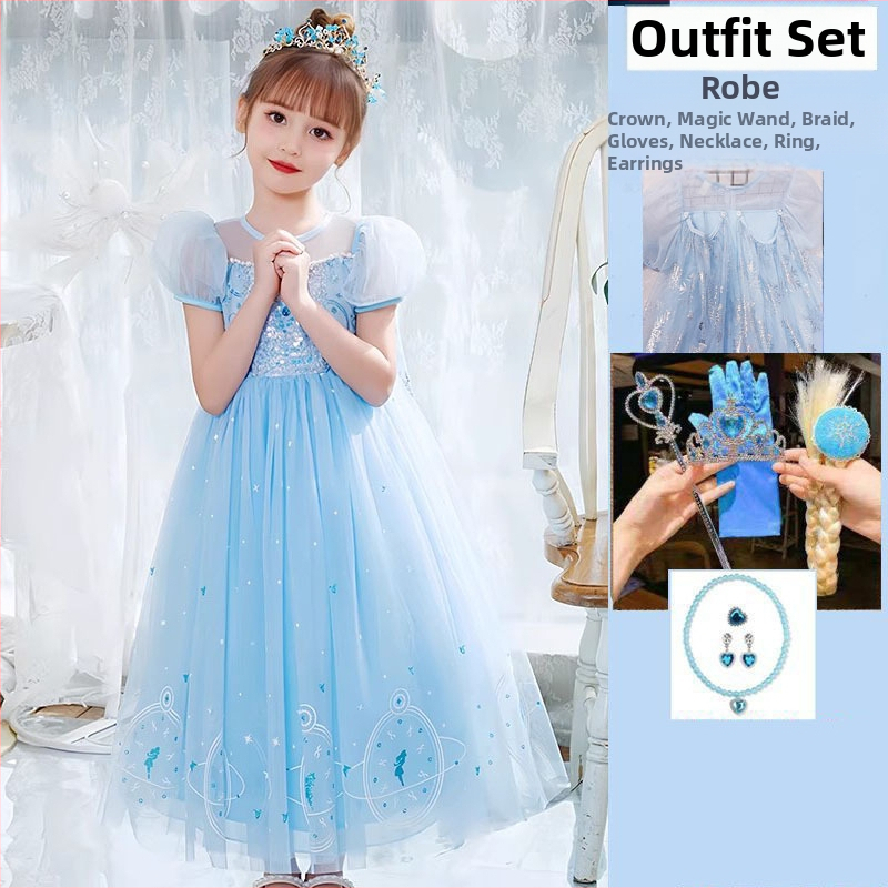 Nova dolazak Haljina princeze Aishe Ljetna nova dolazak Elegantna haljina s puf velom Haljina za rođendan djevojčice Haljina za Dan djeteta