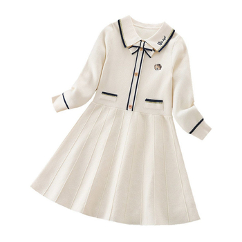 Φόρεμα για κορίτσια Φθινόπωρο και Χειμώνας 2024 Νέο μάλλινο παιδικό φόρεμα Western Style Φθινοπωρινό παιδικό φόρεμα κολεγιακού στυλ για κορίτσια